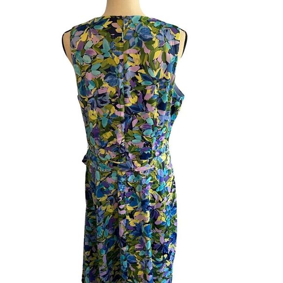 London Times - Satin Jewel Neck Asymmetrical Hanky Dress Sz:12Color:Multicolor - Picture 7 of 11